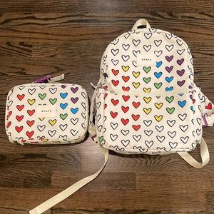 State Brand Backpack and Lunchbox Heart Pattern- Kane Kids Rainbow hearts